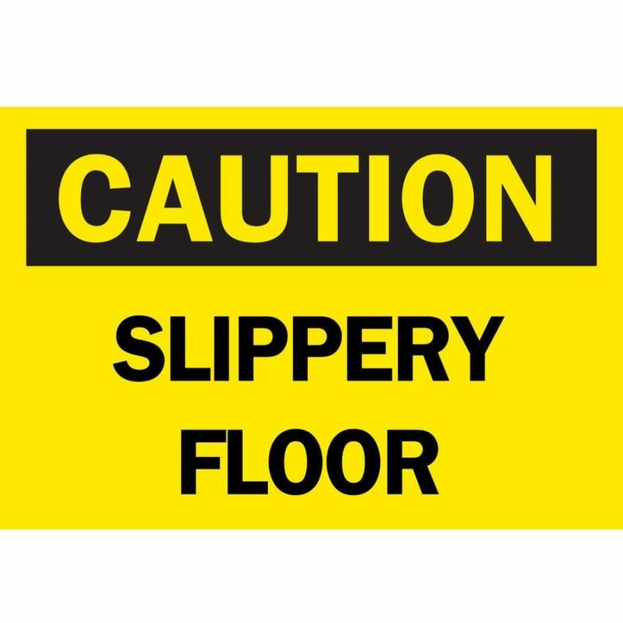 Signage * | Flash Sale Brady 10 In. X 14 In. Plastic Caution Slippery Floor Osha Safety Sign