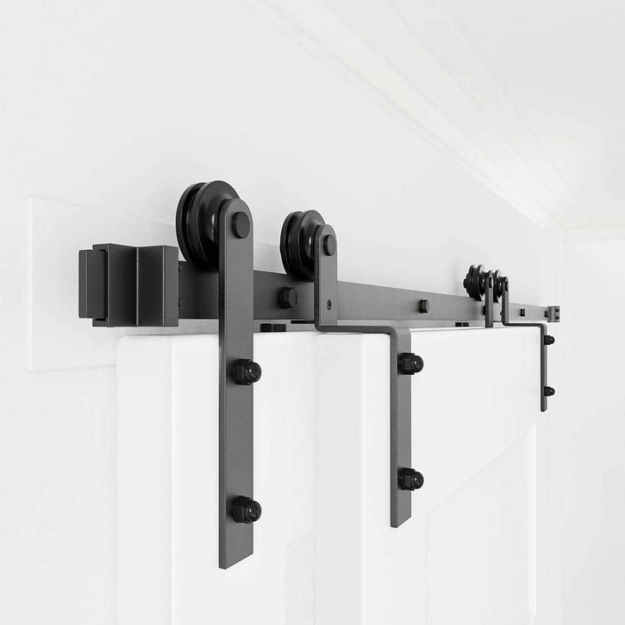 Door Hardware * | Best Reviews Of Winsoon 16 Ft./192 In. Single Track Bypass Sliding Barn Door Hardware Kit For Double Doors Low Ceiling