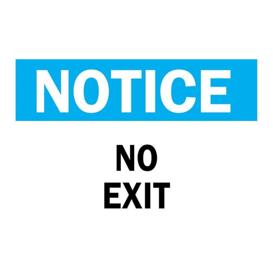 Signage * | Budget Brady 10 In. X 14 In. Plastic Notice No Exit Osha Safety Sign