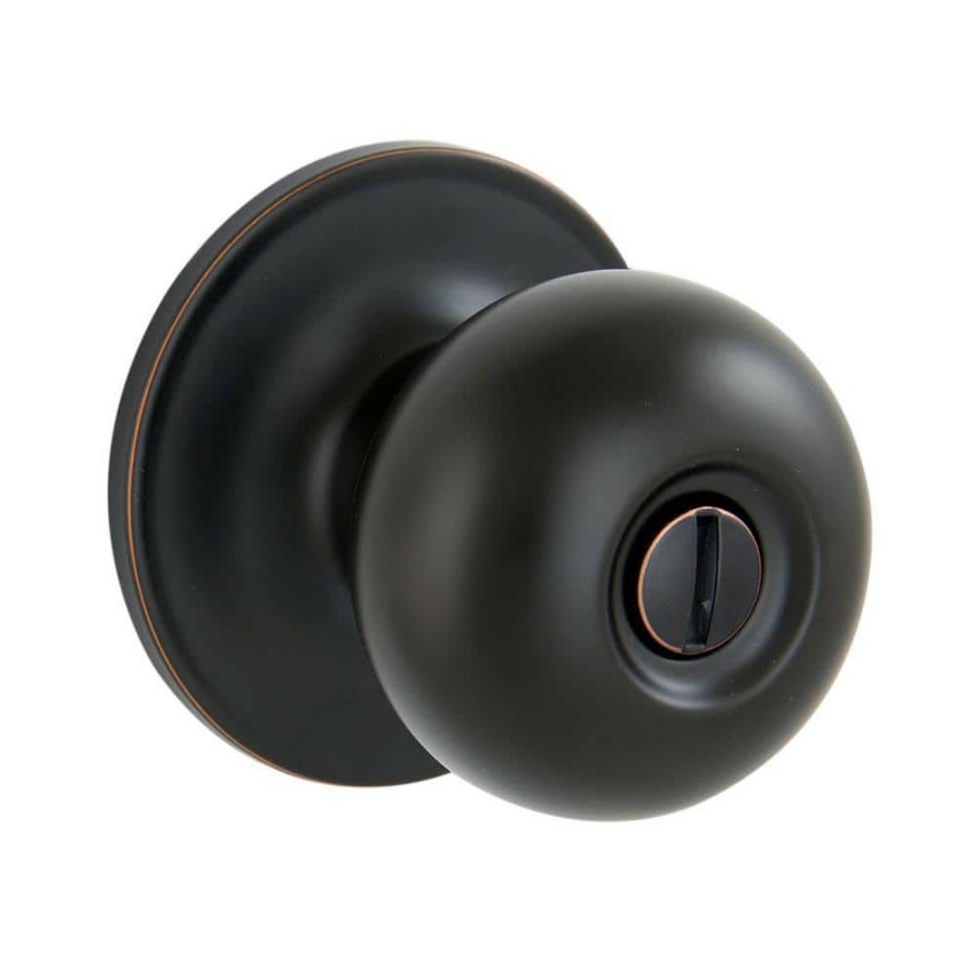 Door Hardware * | Buy Essentials By Schlage Jeffir Aged Bronze Privacy Bed/Bath Door Knob