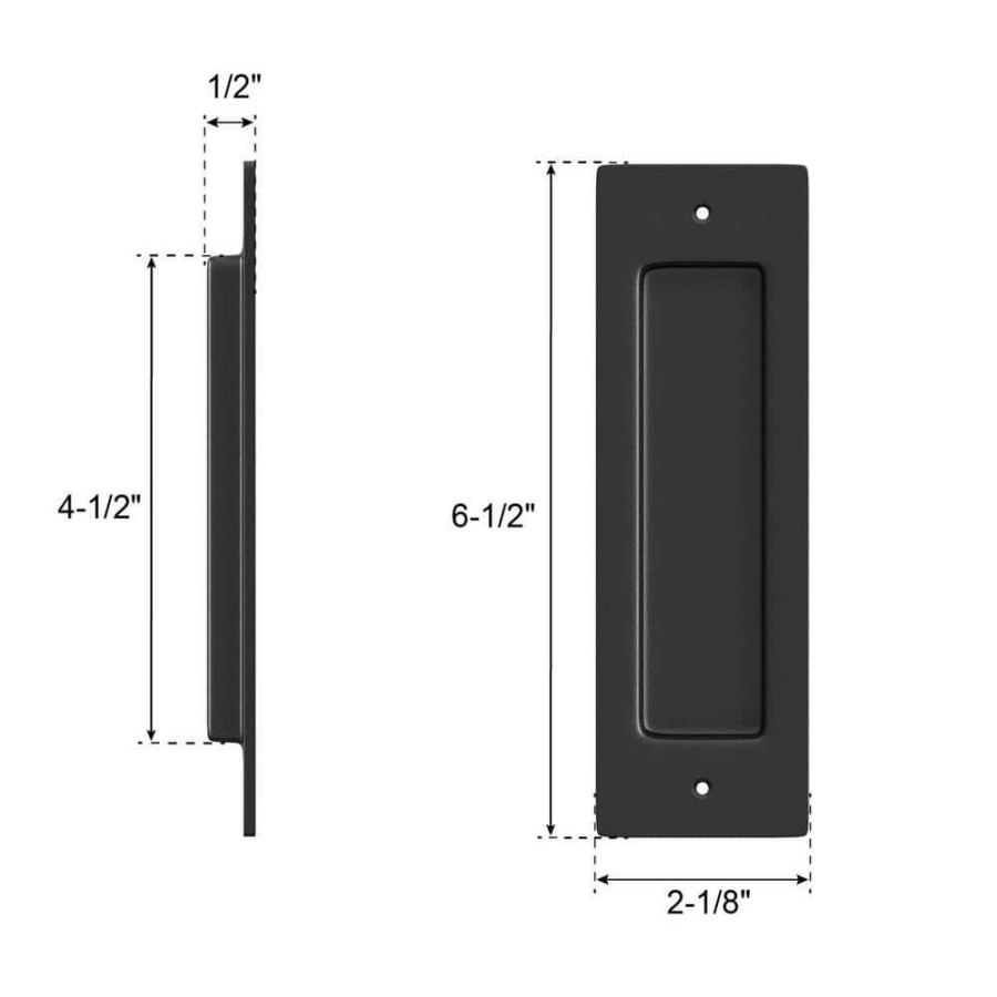 Door Hardware * | Brand New Winsoon 6-1/2 In. L Black Recessed Sliding Door Pull Handles With Mounting Screws Brushed Finish Rectangular Flush Pull Handle