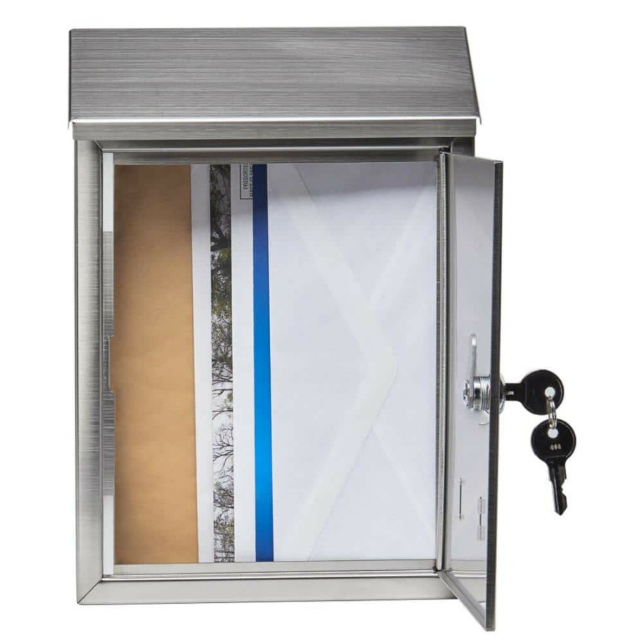 Mailboxes * | Coupon Gibraltar Mailboxes Ashley Medium, Locking, Wall-Mount Mailbox, Stainless Steel