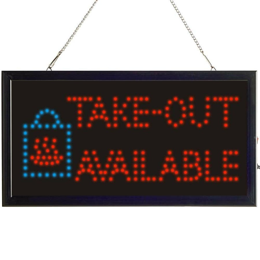 Signage * | Flash Sale Alpine Industries 19 In. X 10 In. Led Rectangular Take-Out Available Sign With 2 Display Modes