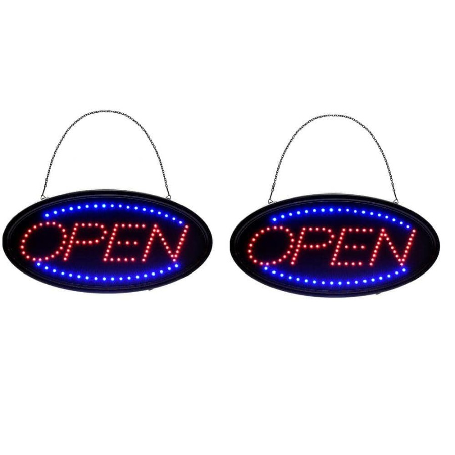 Signage * | Discount Alpine Industries 19 In. X 10 In. Led Open Sign (2-Pack)