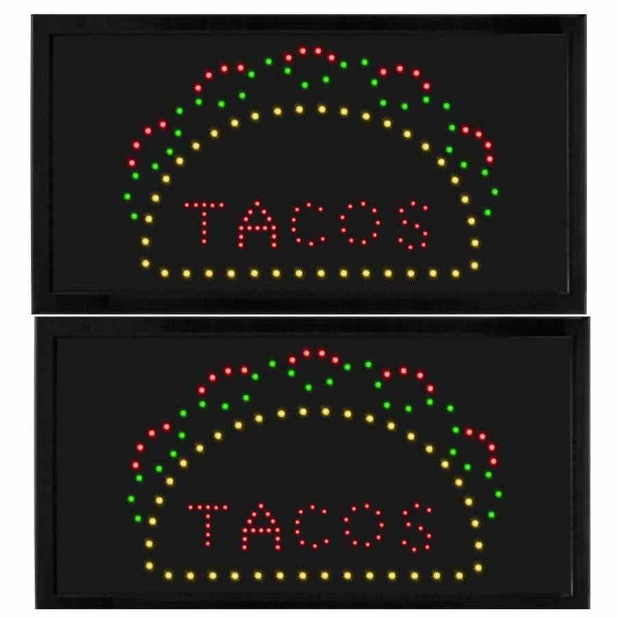 Signage * | Flash Sale Alpine Industries 19 In. X 10 In. Led Rectangular Taco Sign With 2 Display Modes (2-Pack)