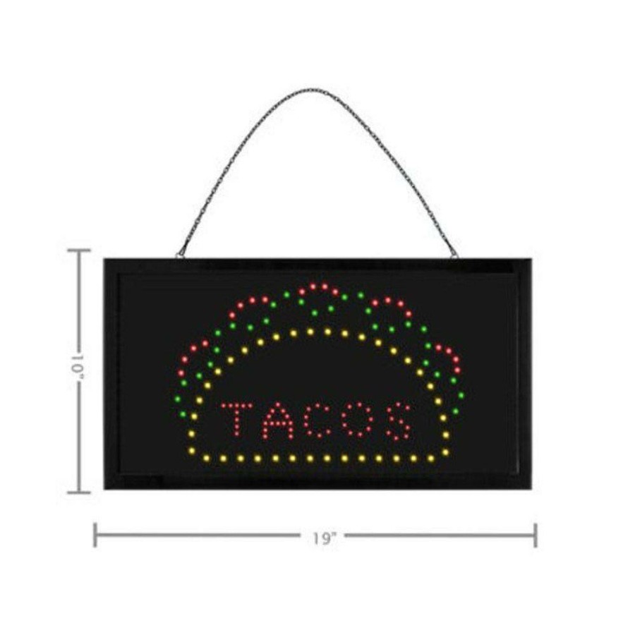 Signage * | Flash Sale Alpine Industries 19 In. X 10 In. Led Rectangular Taco Sign With 2 Display Modes (2-Pack)