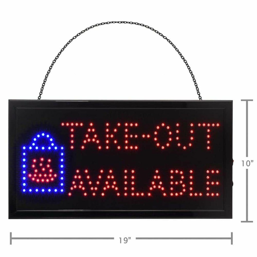 Signage * | Flash Sale Alpine Industries 19 In. W X 10 In. H Led Rectangular Take-Out Available Sign With 2 Display Modes (2-Pack)