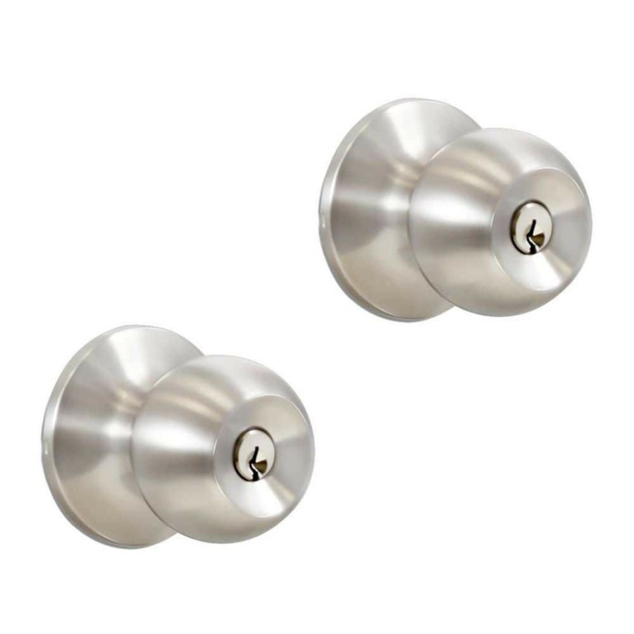 Door Hardware * | Flash Sale Premier Lock Stainless Steel Entry Door Knob With 4 Kw1 Keys Keyed Alike (2-Pack)