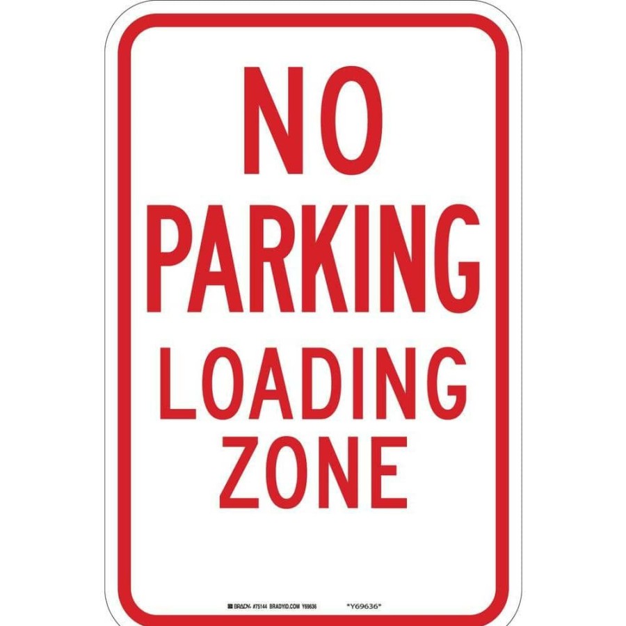 Signage * | Hot Sale Brady 12 In. X 12 In. B-959 Reflective Aluminum No Parking Traffic Sign