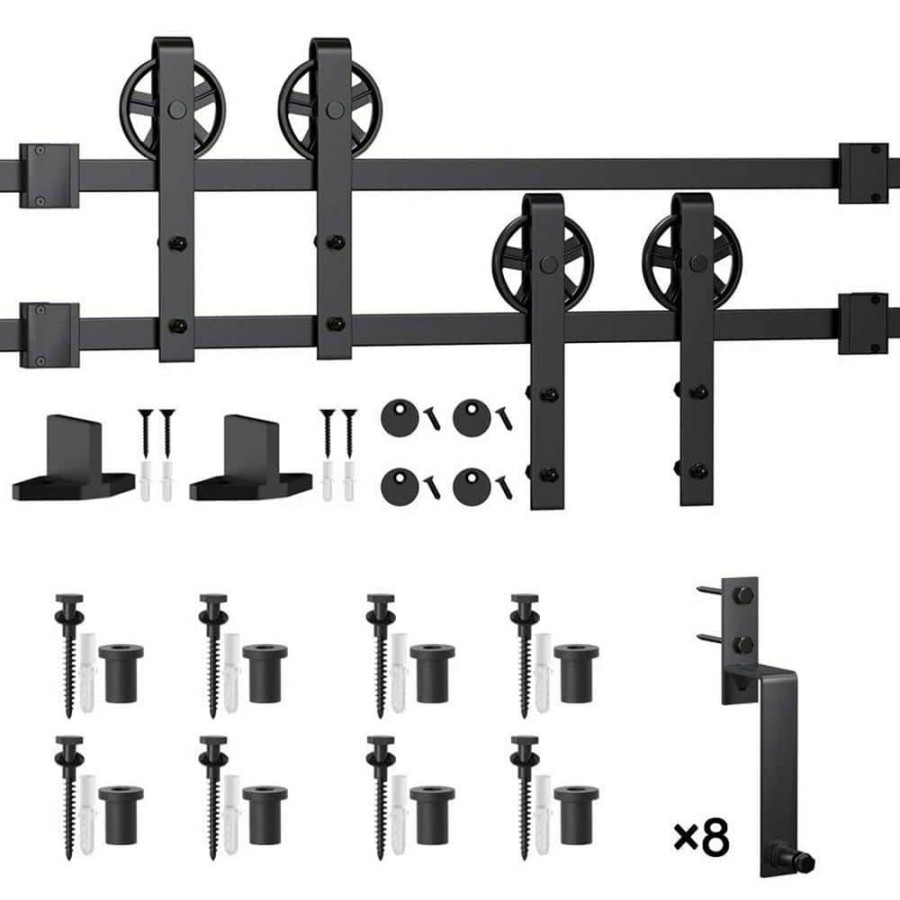 Door Hardware * | Best Reviews Of Winsoon 10 Ft./120 In. Sliding Bypass Barn Door Hardware Track Kit For Double Doors With Non-Routed Floor Guide