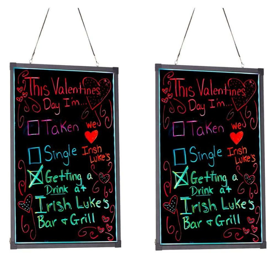 Signage * | Discount Alpine Industries 24 In. X 32 In. Led Illuminated Hanging Message Writing Board, (2-Pack)