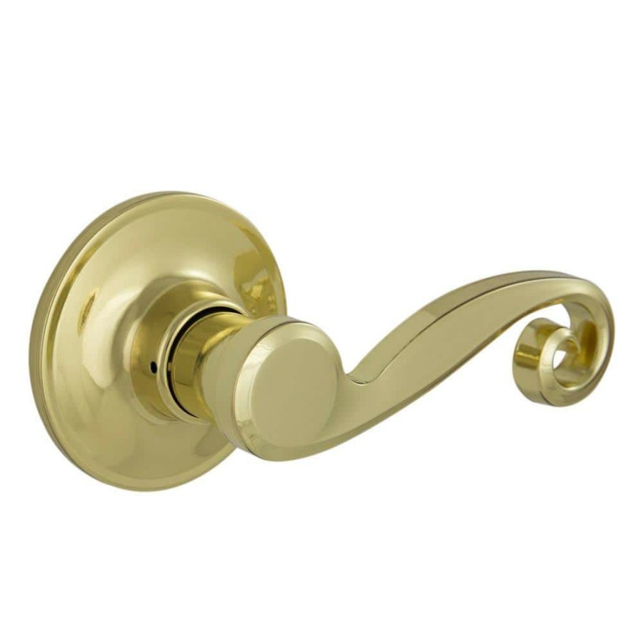 Door Hardware * | Buy Essentials By Schlage Acton Bright Brass Passage Hall/Closet Door Handle