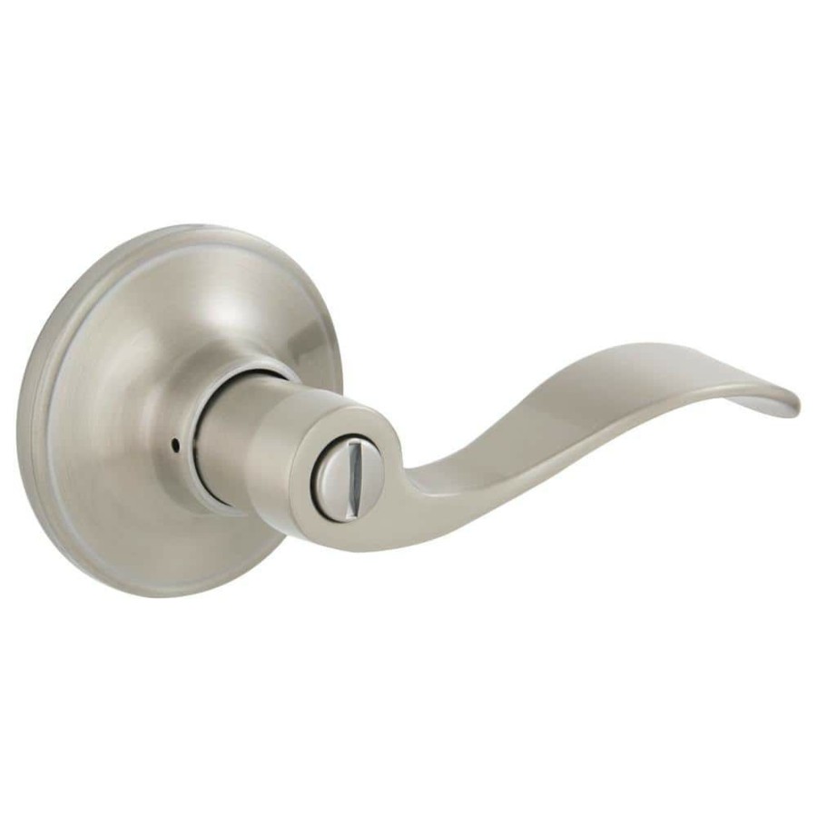 Door Hardware * | Buy Essentials By Schlage Millstreet Satin Nickel Privacy Bed/Bath Door Handle