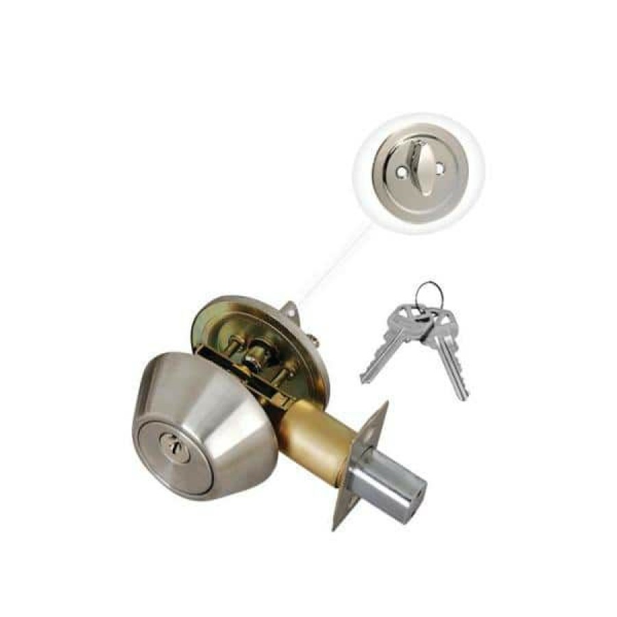 Door Hardware * | Discount Premier Lock Stainless Steel Entry Door Lock Single Cylinder Deadbolt With 6 Kw1 Keys (3-Pack, Keyed Alike)