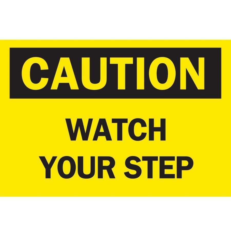 Signage * | Budget Brady 10 In. X 14 In. Plastic Caution Watch Your Step Osha Safety Sign