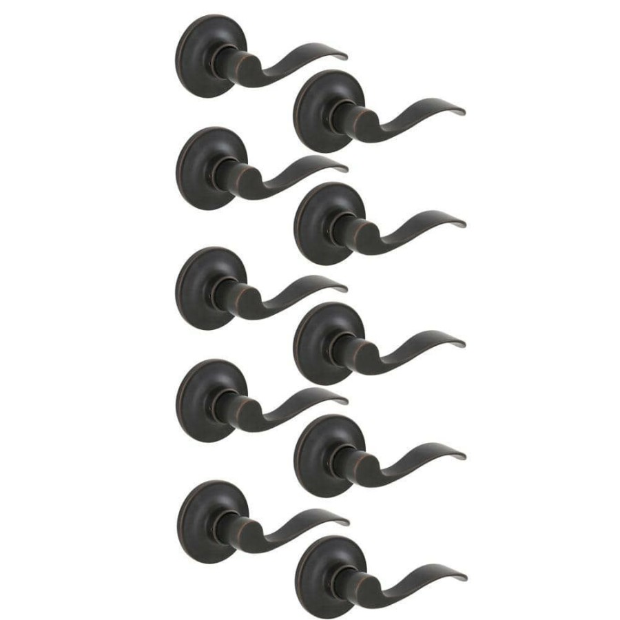 Door Hardware * | Best Pirce Essentials By Schlage Millstreet Aged Bronze Passage Hall/Closet Door Lever (10-Pack)