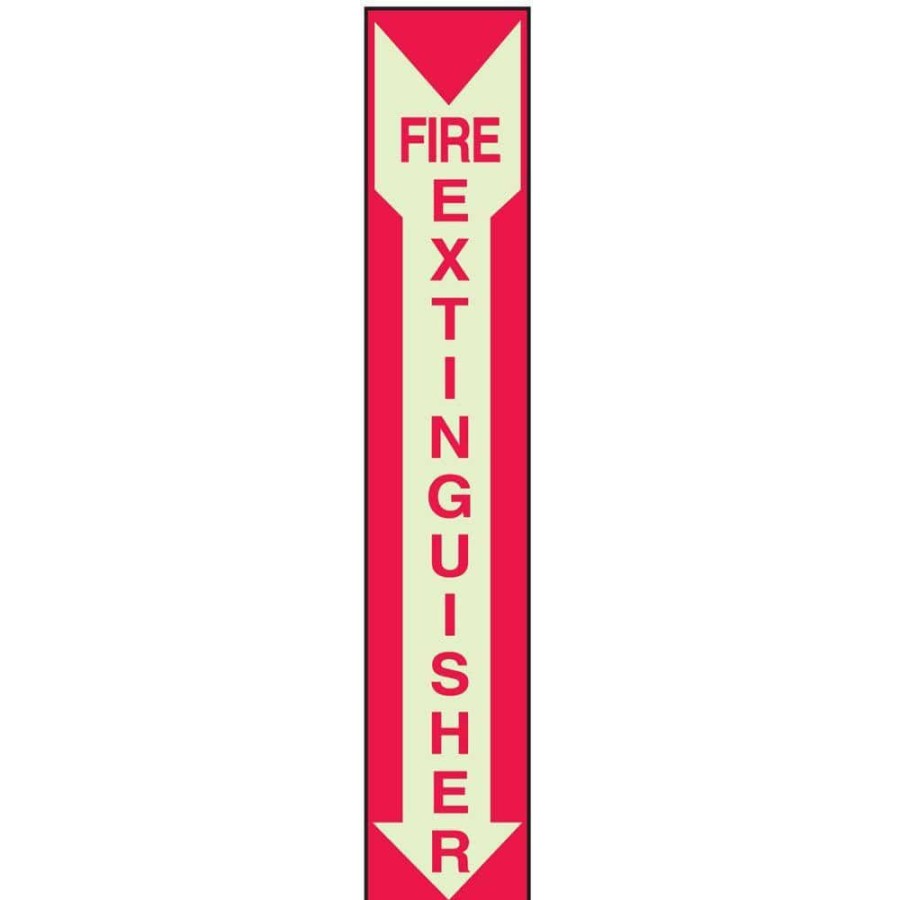 Signage * | Buy Brady 14 In. X 5 In. Glow-In-The-Dark Self-Stick Polyester Fire Extinguisher Sign