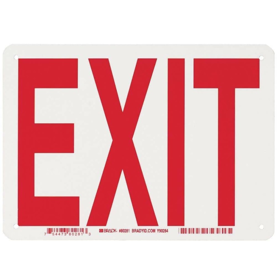 Signage * | New Brady 7 In. X 10 In. Glow-In-The-Dark Plastic Exit Sign