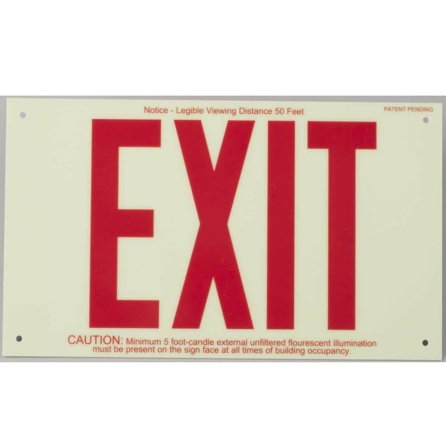 Signage * | Brand New Brady 8.5 In. H X 15 In. W Plastic Glow-In-The-Dark Frameless Exit Sign